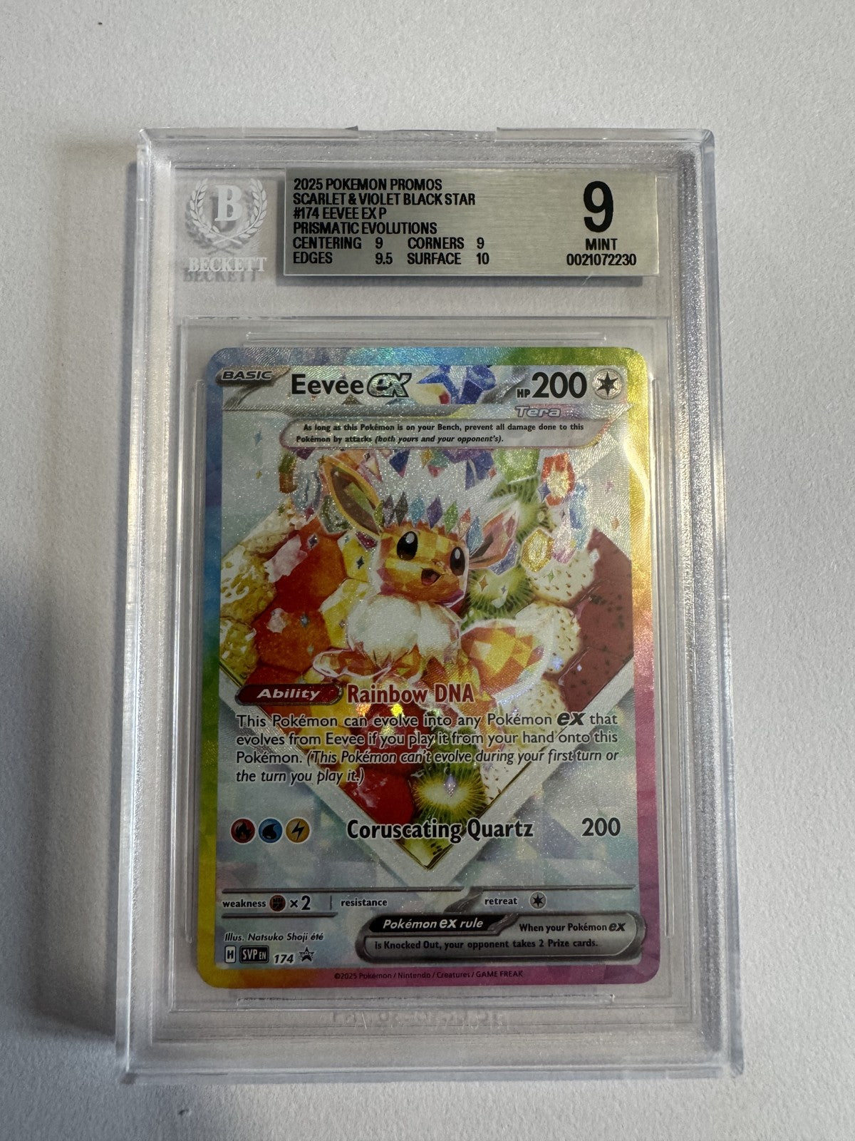 Eevee ex (Evoli ex) 174 BGS 9 Beckett Slab, Zert 0021072230
