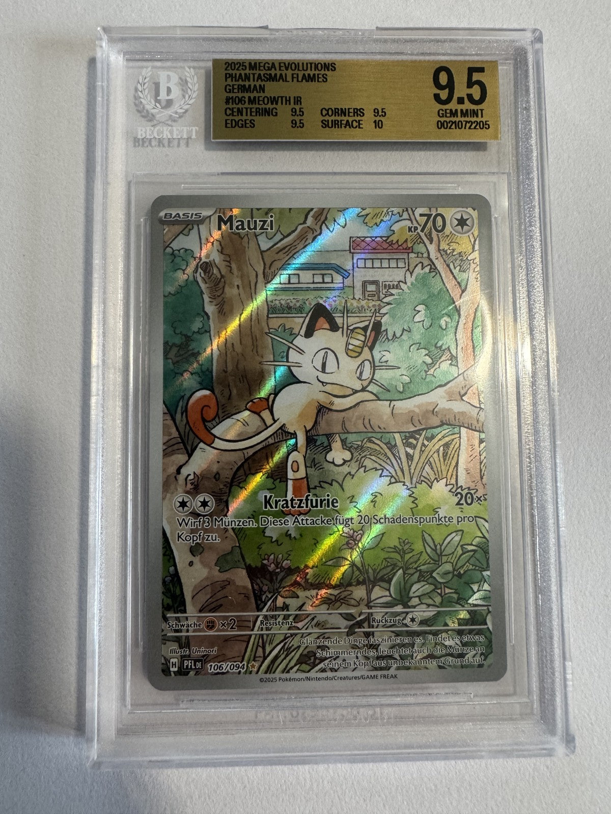 Mauzi (Meowth) 106/094 BGS 9.5 Beckett Slab, Zert 0021072205