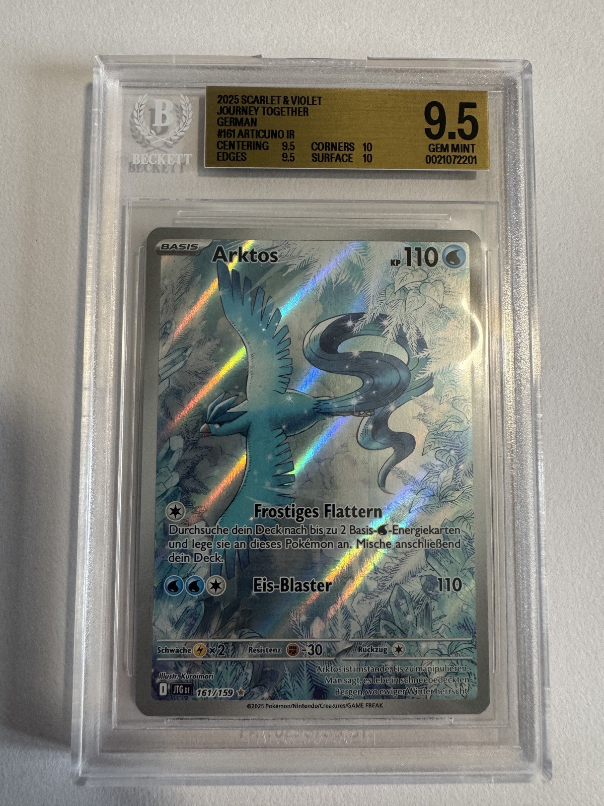 Arktos (Articuno) 161/159 BGS 9.5 Beckett Slab, Zert 0021072201