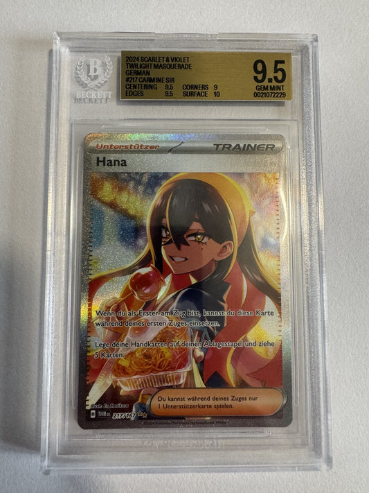 Hana (Carmine) Unterstützer 217/167 BGS 9.5 Beckett Slab, Zert 0021072229