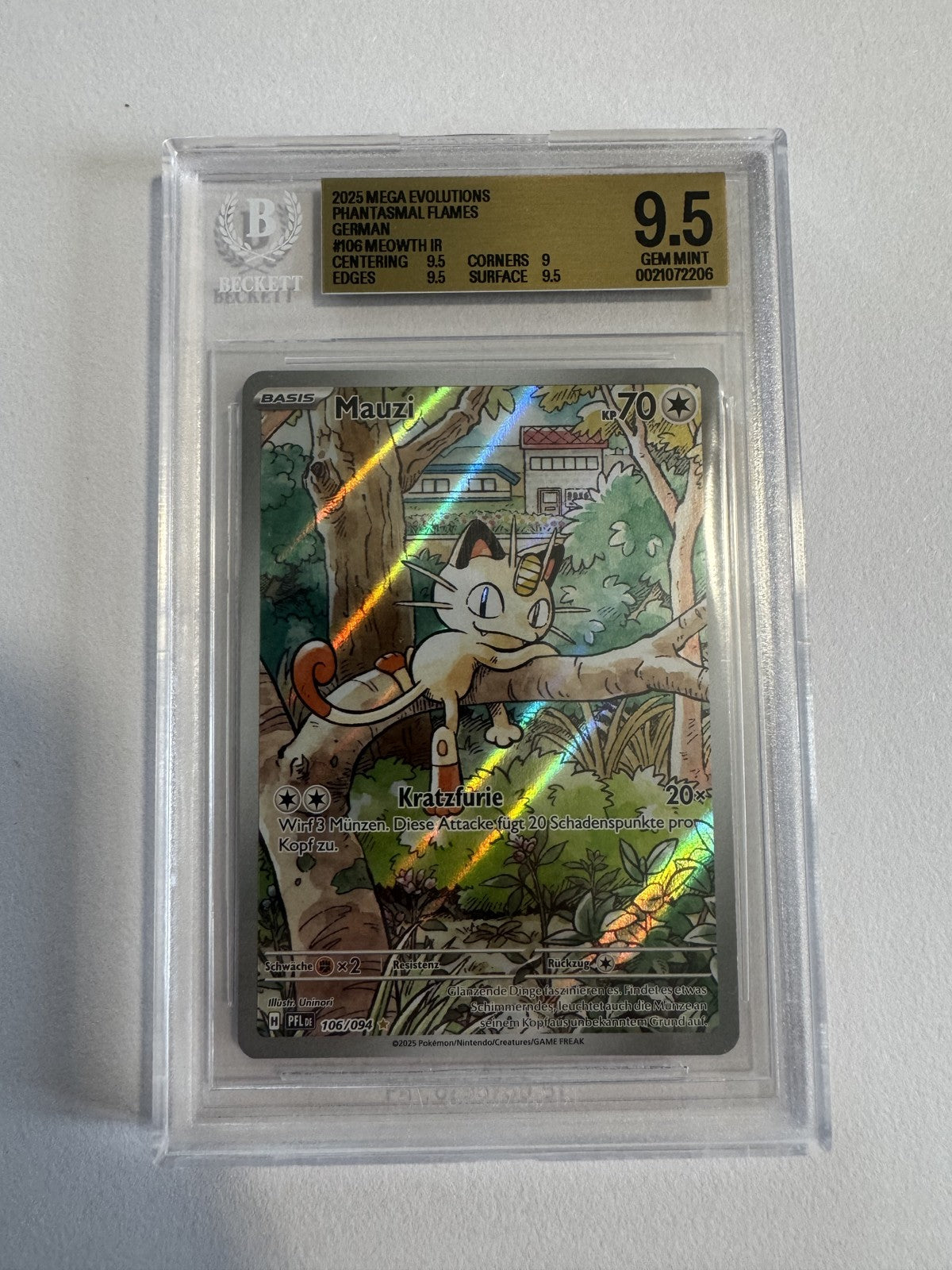 Mauzi (Meowth) 106/094 BGS 9.5 Beckett Slab, Zert 0021072206