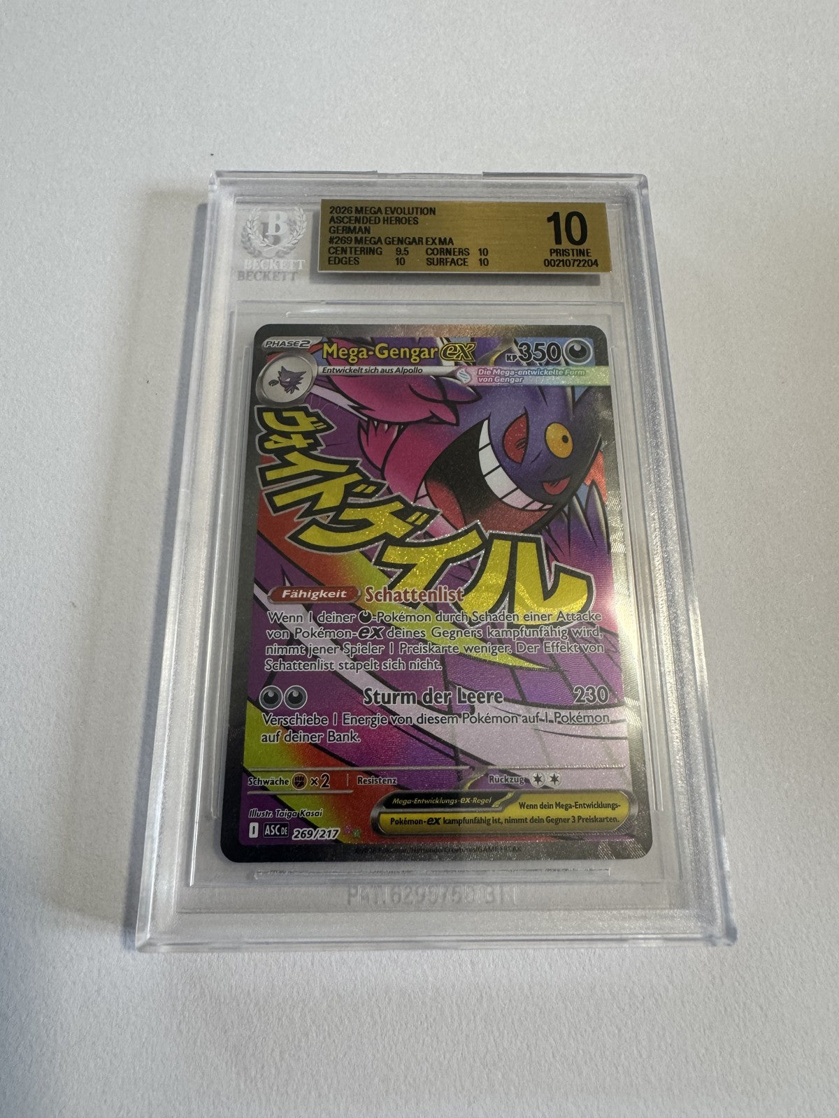 Mega-Gengar ex 269/217 BGS 10 Beckett Slab, Zert 0021072204
