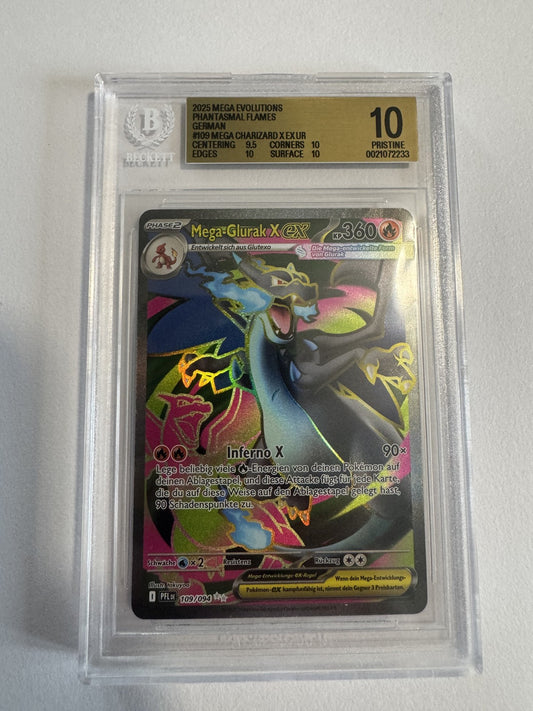 Mega-Glurak X ex (Mega Charizard X ex) 109/094 BGS 10 Beckett Slab, Zert 0021072233