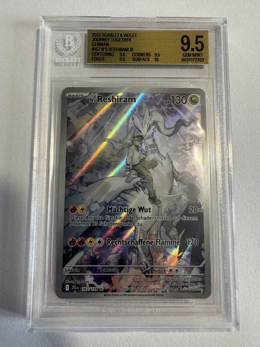 N's Reshiram 167/159 BGS 9.5 Beckett Slab, Zert 0021072202